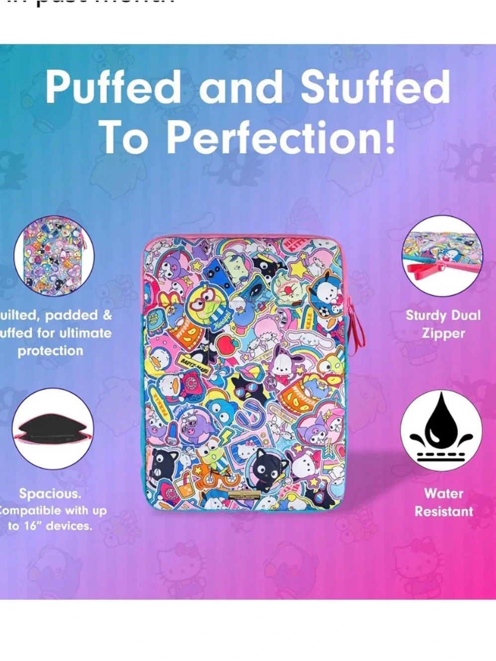 Sanrio Pink Teal Multicolor Character Print Bedding Pouch